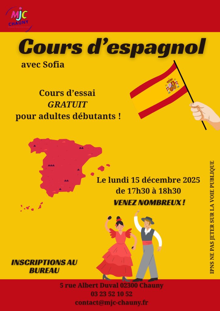 Flyer Annonce Evènement Soirée Espagnole Paëlla Danse Concert Illustré Moderne Rouge Jaune